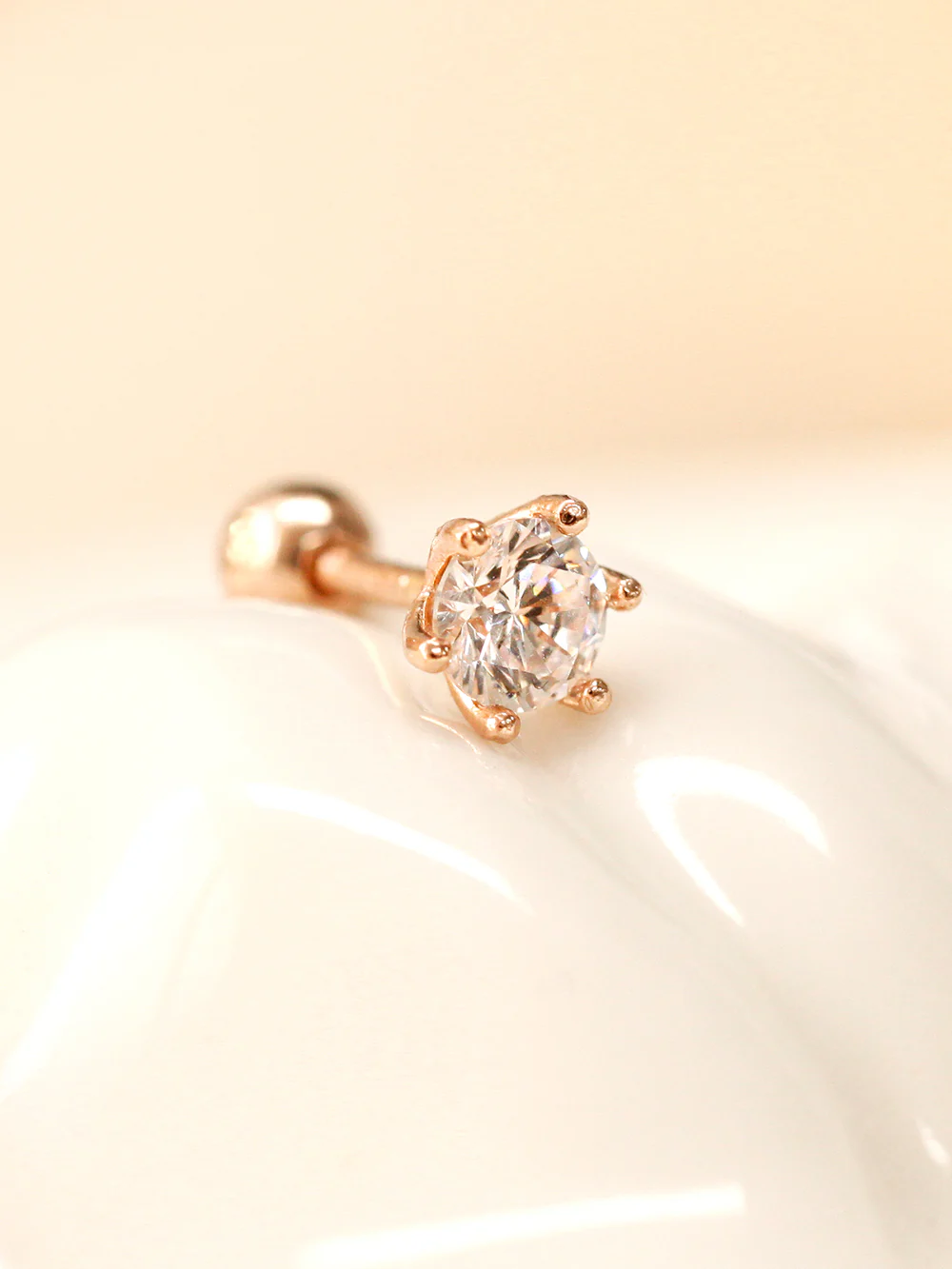 14K Gold Crystal Crown 6 pronged Cartilage Earring 18G16G - Image 12