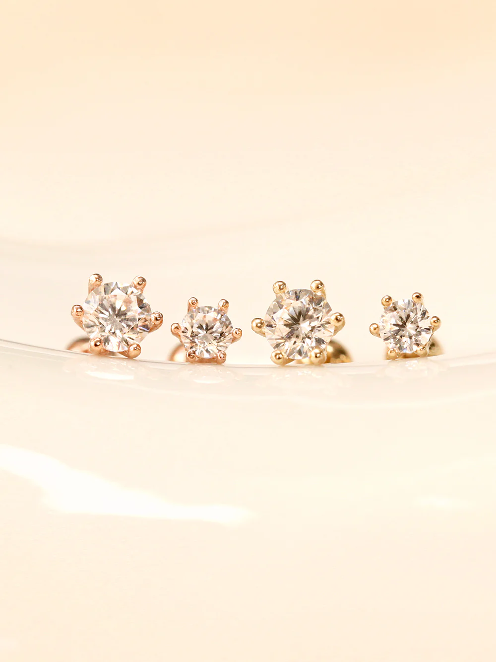14K Gold Crystal Crown 6 pronged Cartilage Earring 18G16G - Image 3