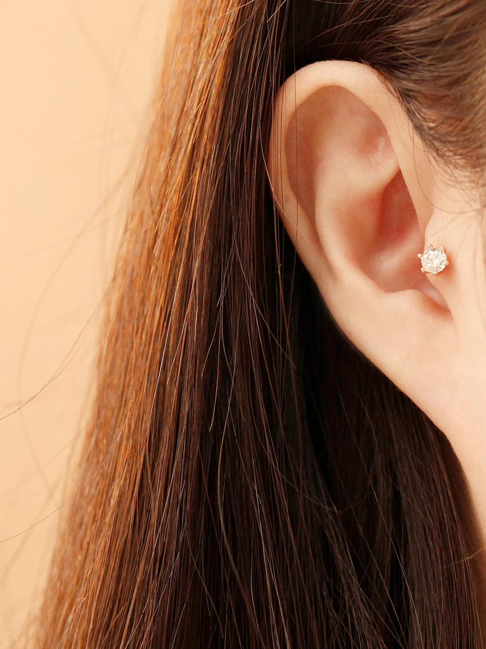 14K Gold Crystal Crown 6 pronged Cartilage Earring 18G16G - Image 6