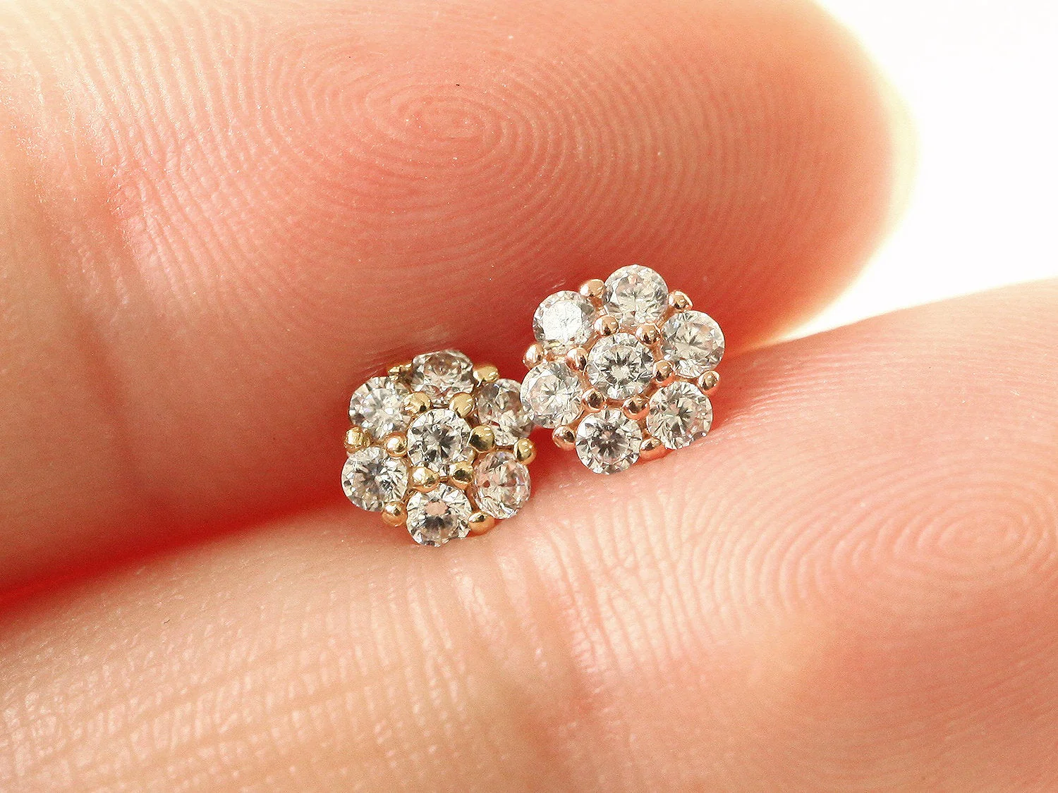 14K Gold Crystal CZ Cartilage Earring 18G16G - Image 9