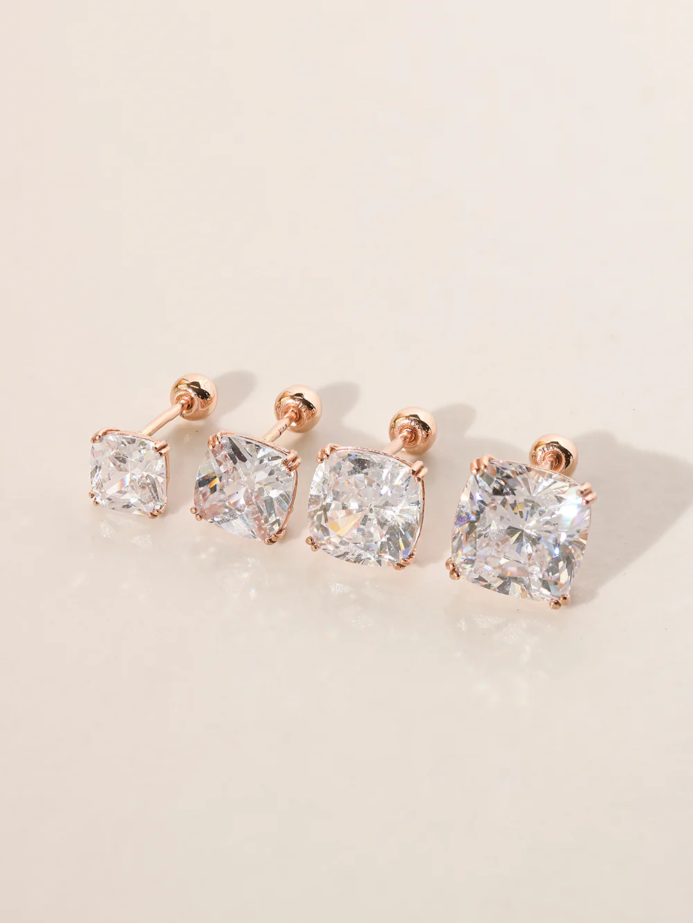 14K Gold Crystal Square Cartilage Earring 20G18G16G