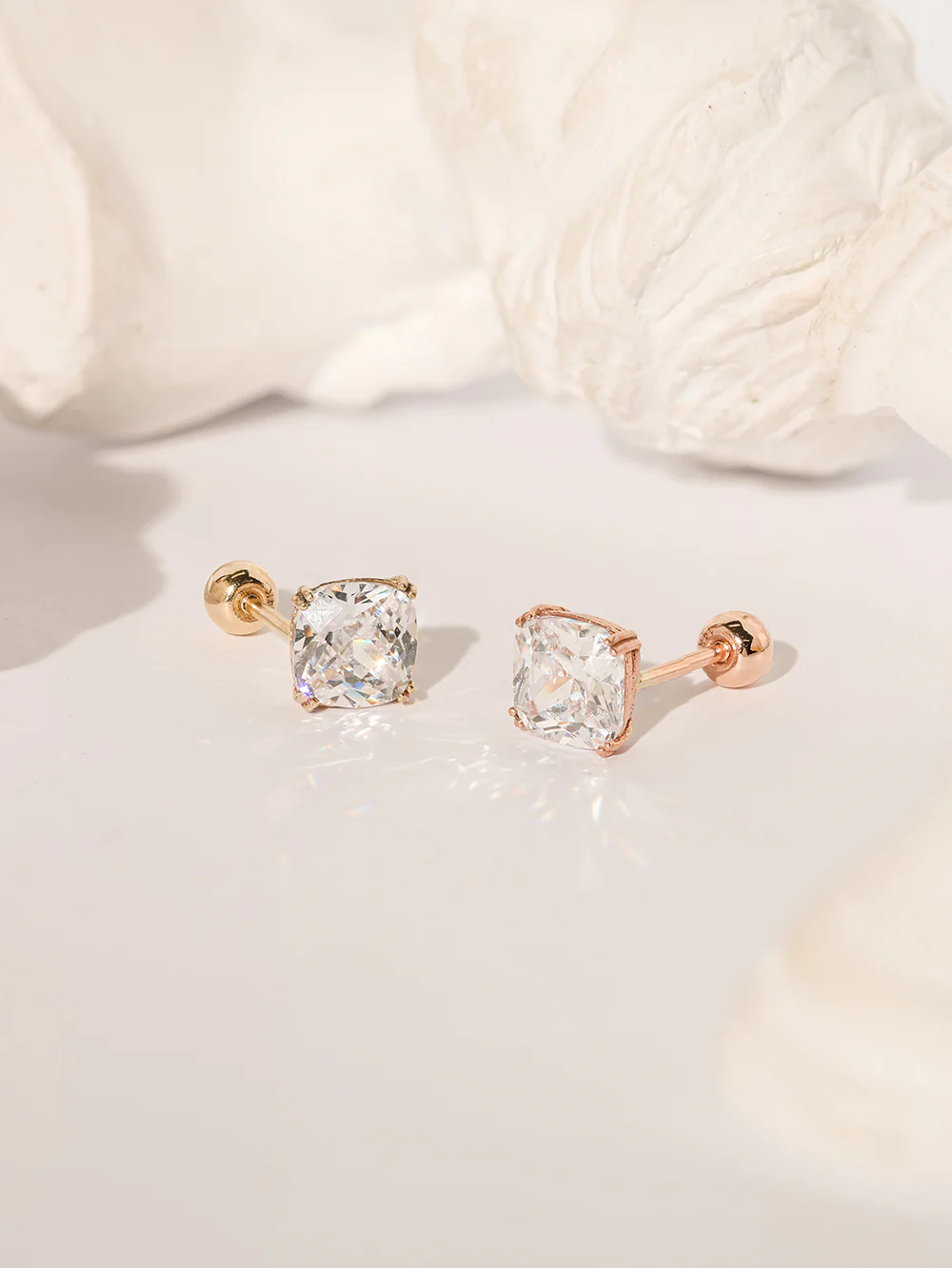 14K Gold Crystal Square Cartilage Earring 20G18G16G - Image 11