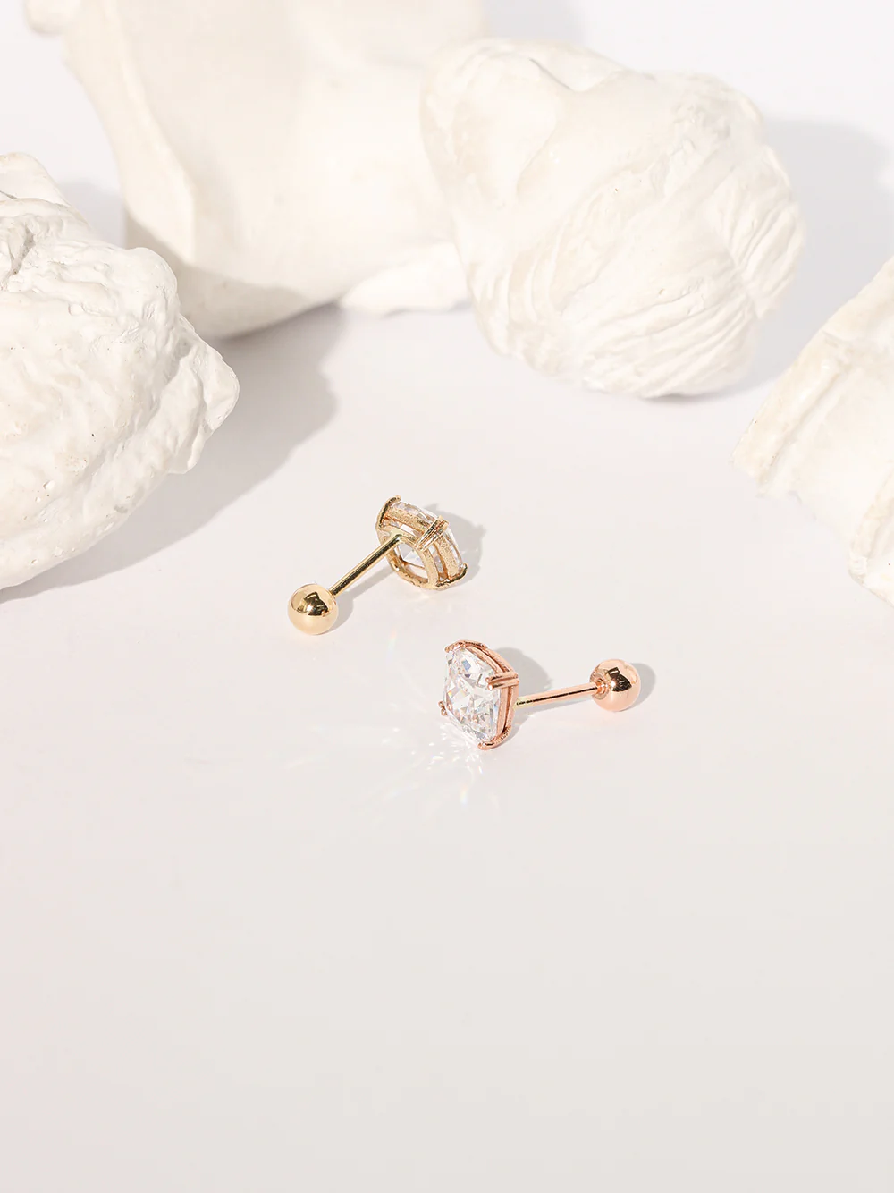 14K Gold Crystal Square Cartilage Earring 20G18G16G - Image 14