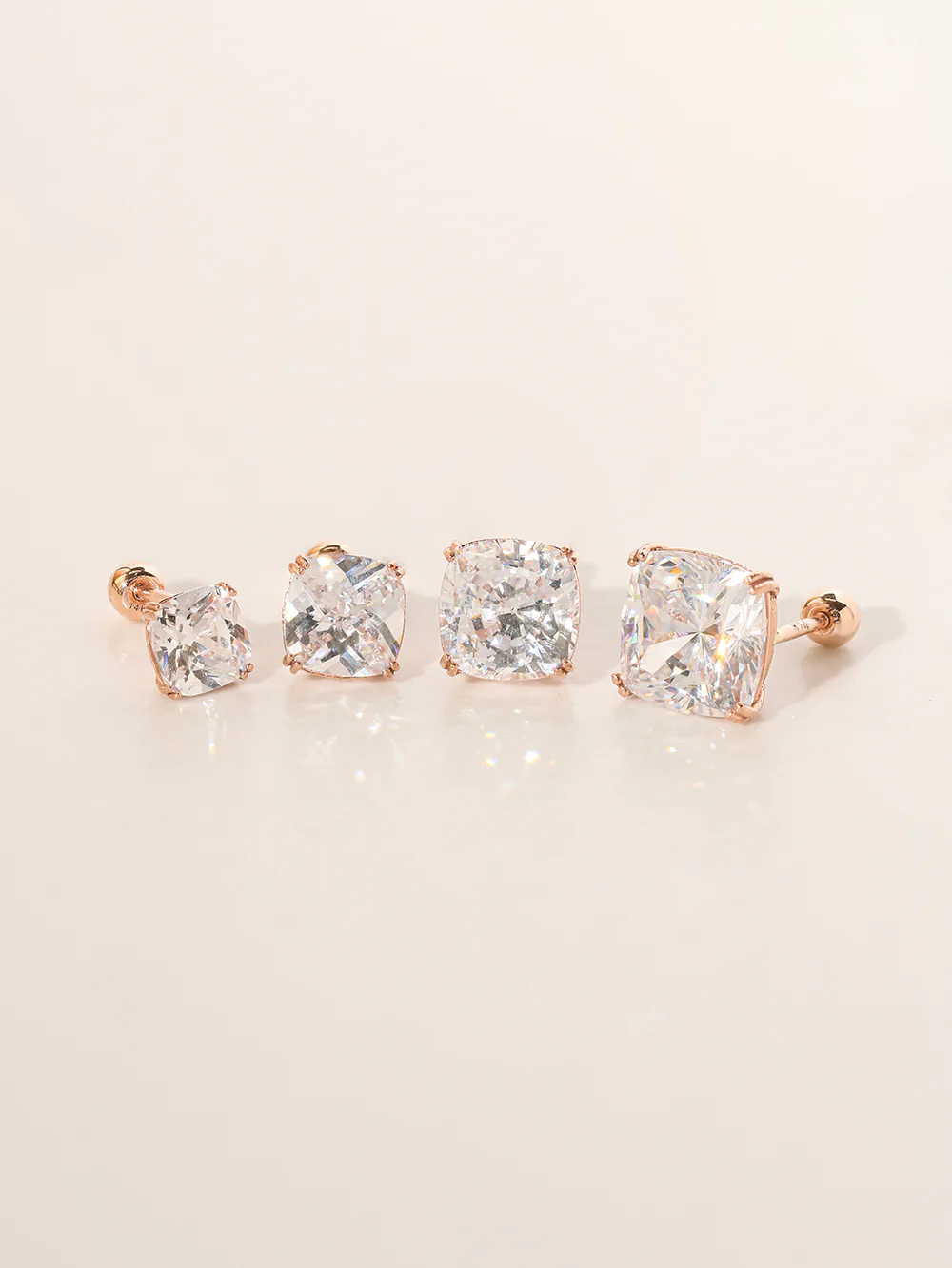 14K Gold Crystal Square Cartilage Earring 20G18G16G - Image 3