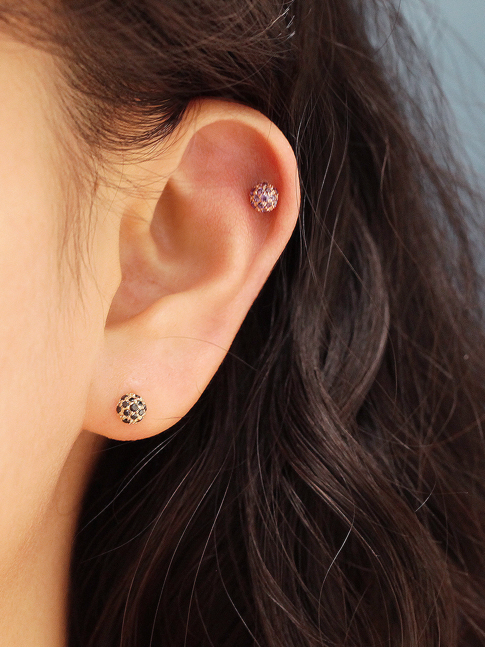 14K Gold Cubic Ball Cartilage Earring 20G18G - Image 10