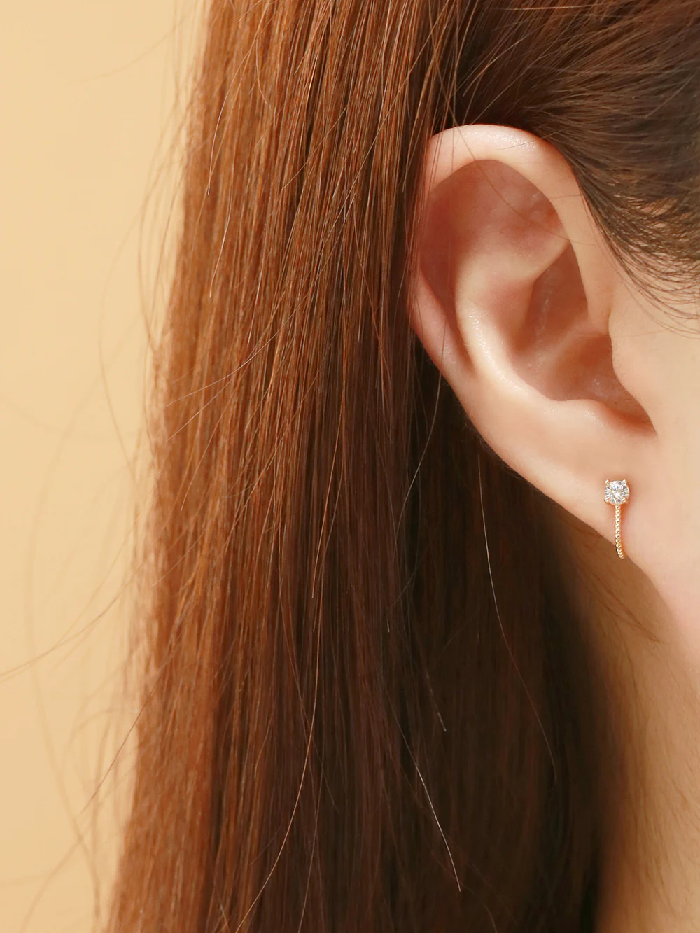 14K Gold Cubic Ball Half Ring Earring 20G18G16G - Image 2