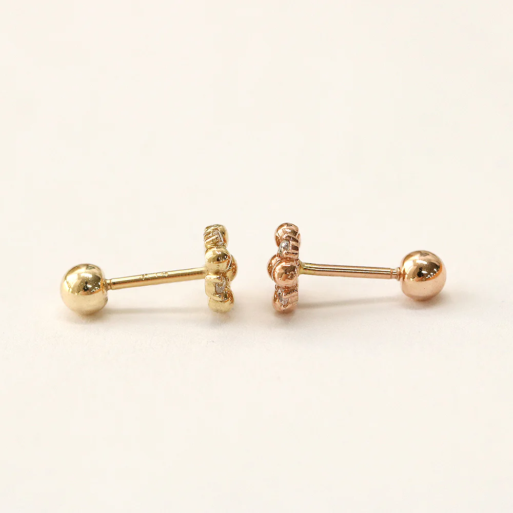 14K Gold Cubic Ball Round Cartilage Earring 20G18G16G - Image 10