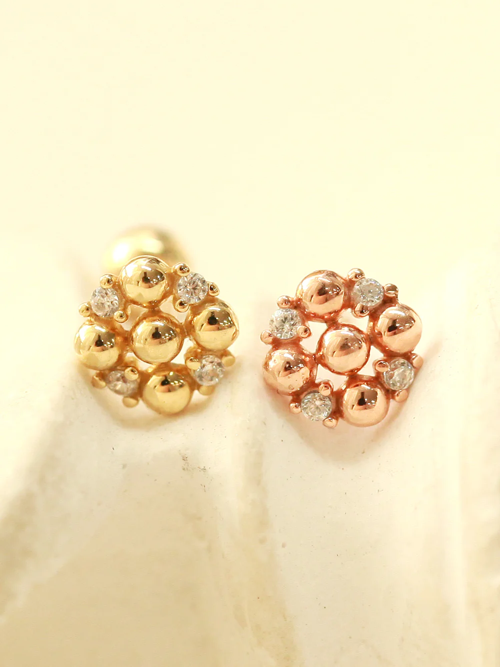 14K Gold Cubic Ball Round Cartilage Earring 20G18G16G - Image 3