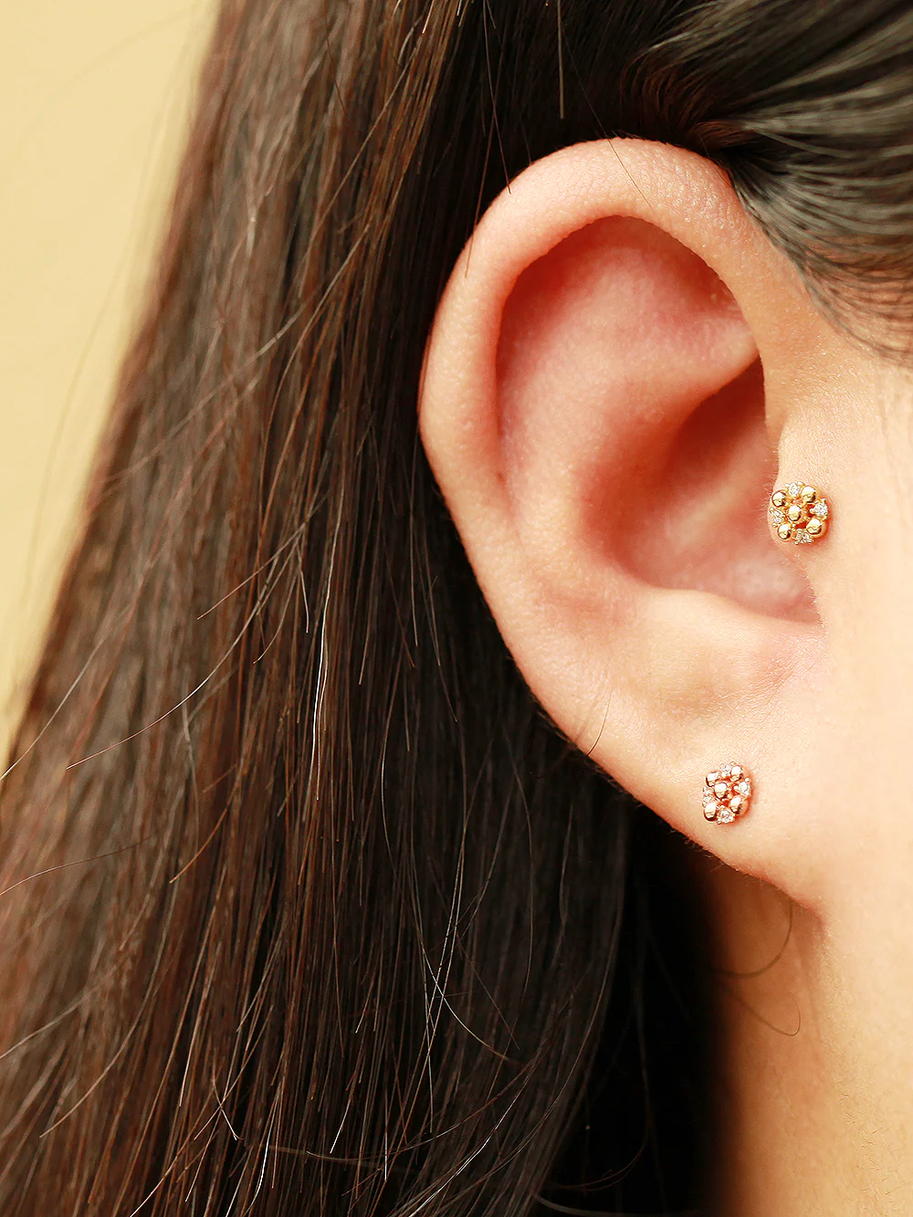 14K Gold Cubic Ball Round Cartilage Earring 20G18G16G - Image 6