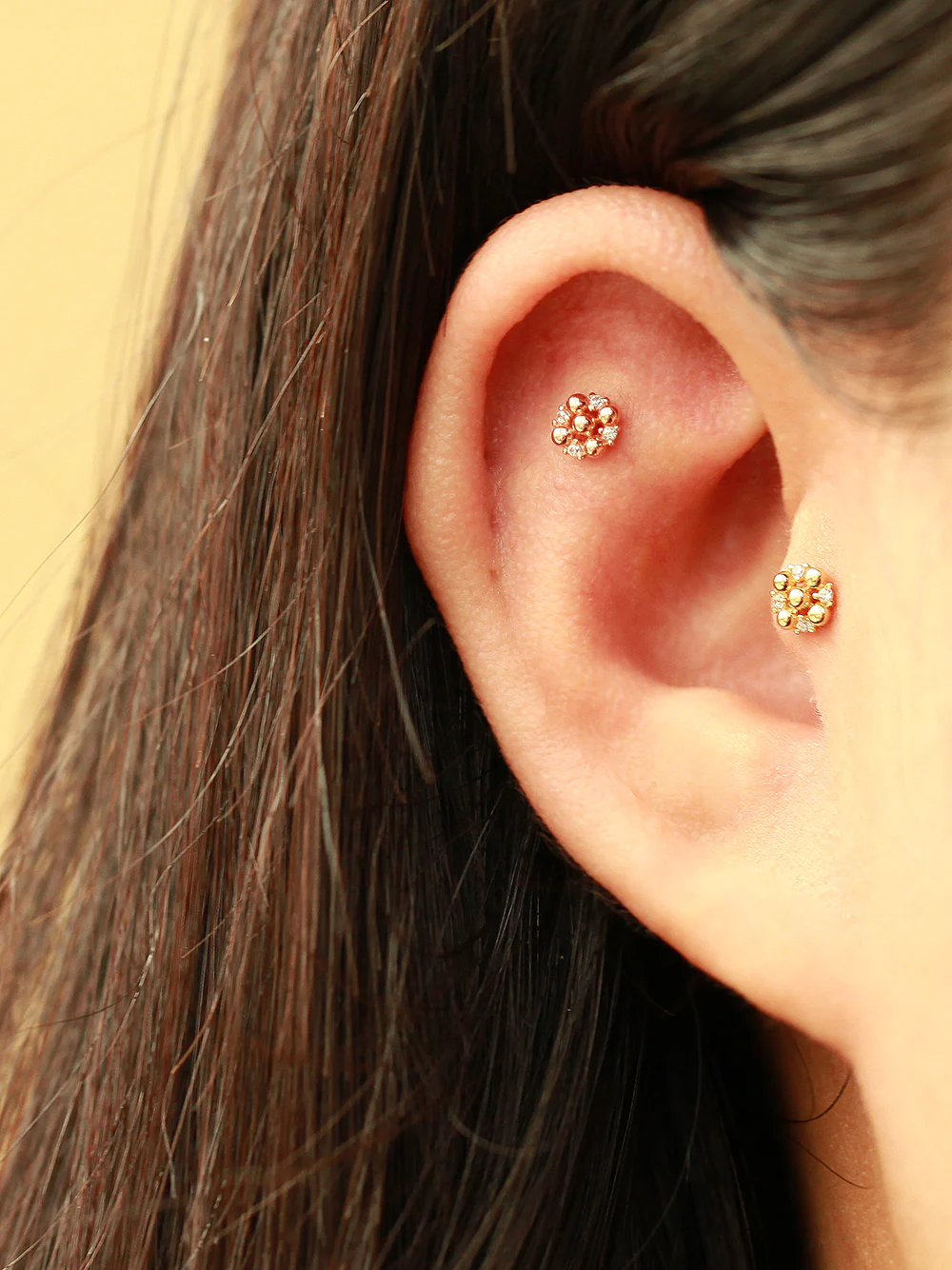 14K Gold Cubic Ball Round Cartilage Earring 20G18G16G - Image 7