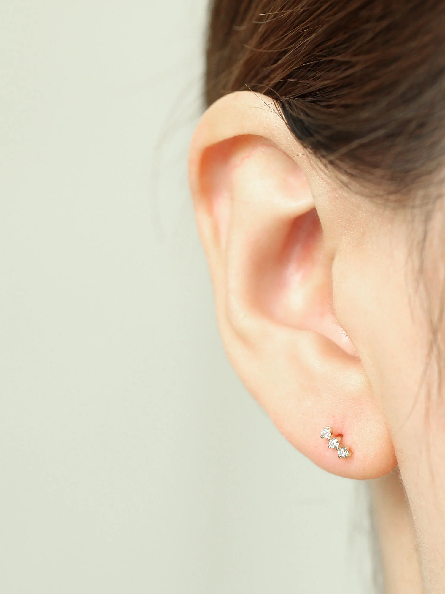 14K Gold Dainty Mini CZ Bar Cartilage Earring 18g16g - Image 7