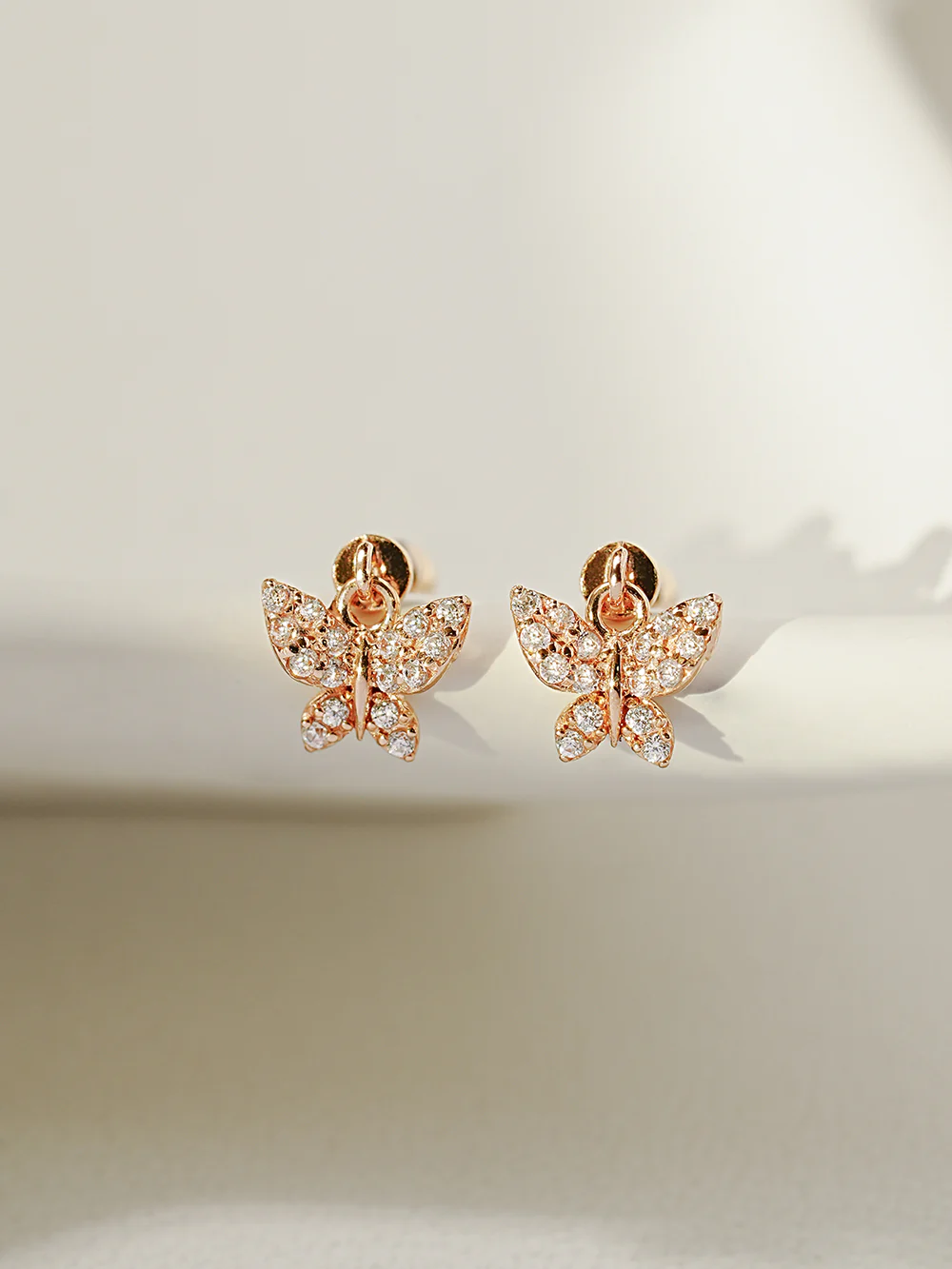 14K Gold Cubic Bling Butterfly Drop Cartilage Earring 20G
