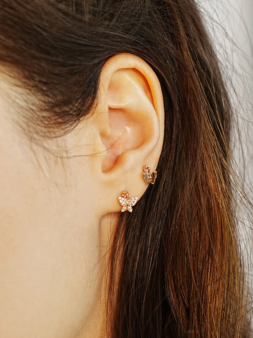 14K Gold Cubic Bling Butterfly Drop Cartilage Earring 20G - Image 6