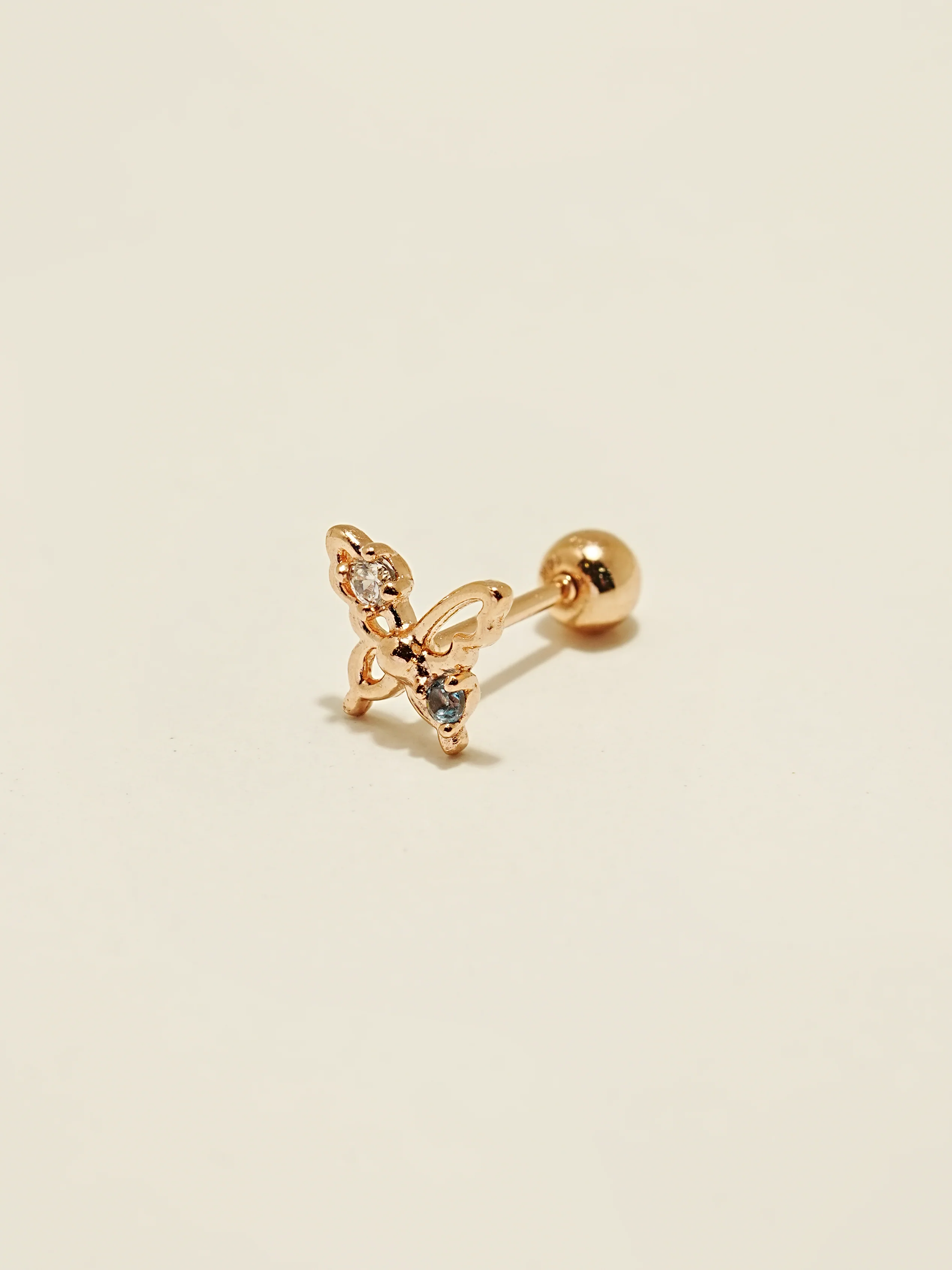 14K Gold Cubic Butterfly Cartilage Earring 20G - Image 5