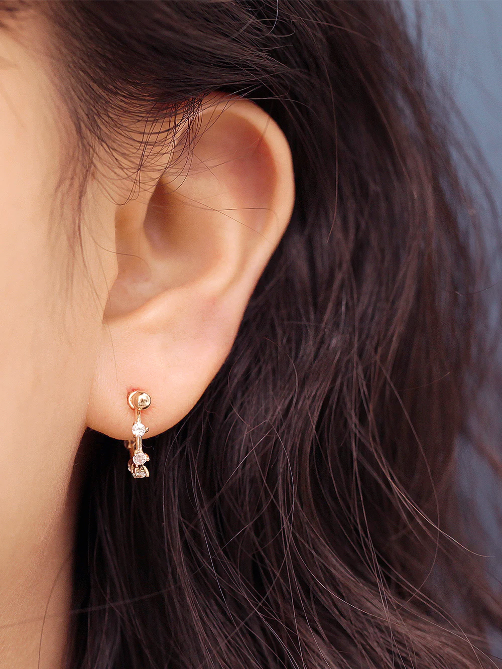 14K Gold Cubic C-Type Cartilage Earring 20G18G - Image 3