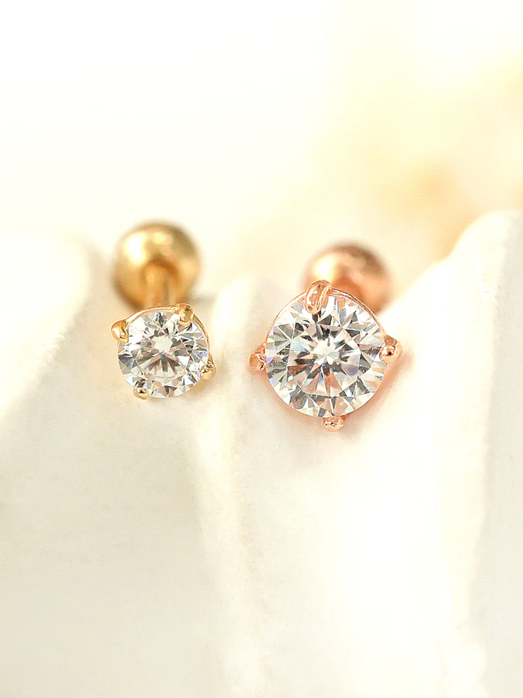 14K Gold Cubic Cartilage Earring 18G16G - Image 3