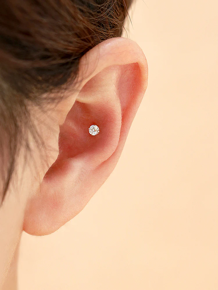 14K Gold Cubic Cartilage Earring 18G16G - Image 7