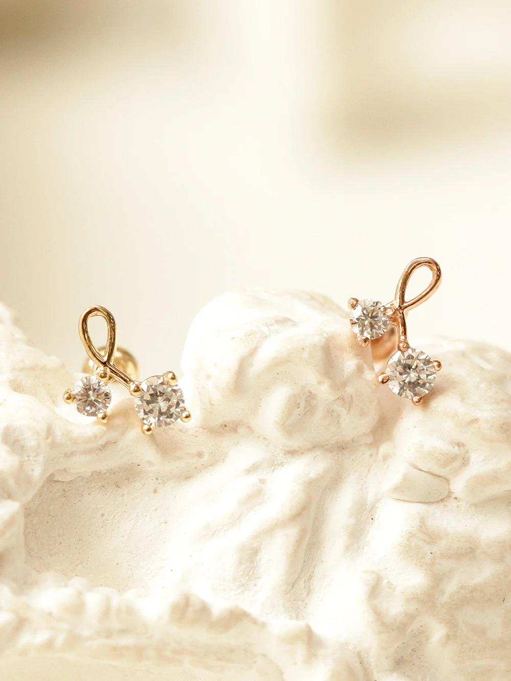 14K Gold Cubic Cherry Cartilage Piercing Earring 20G18G16G - Image 6