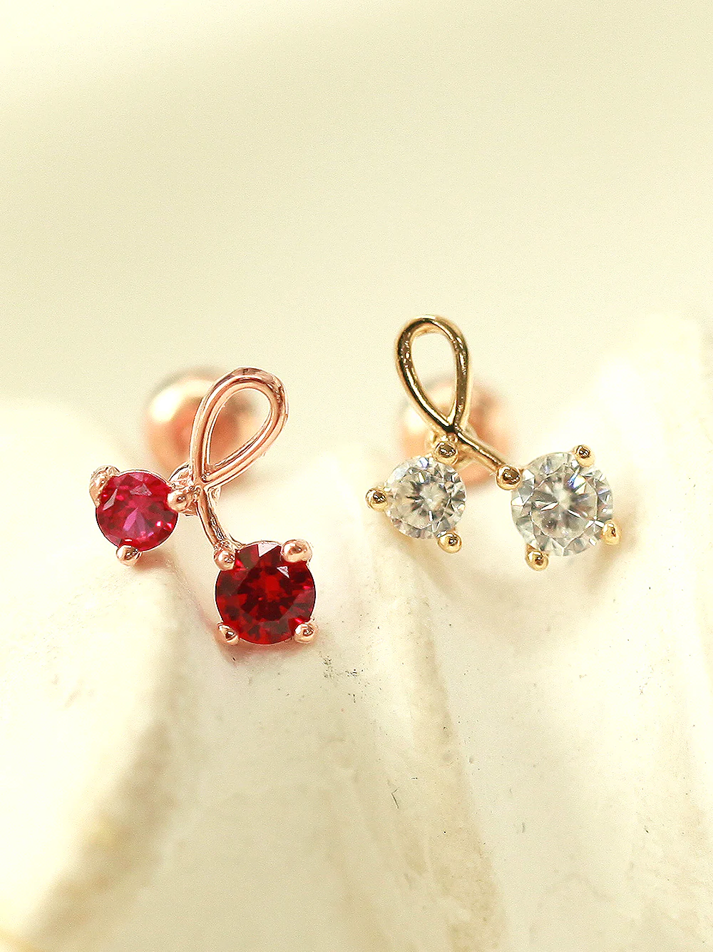 14K Gold Cubic Cherry Cartilage Piercing Earring 20G18G16G - Image 7
