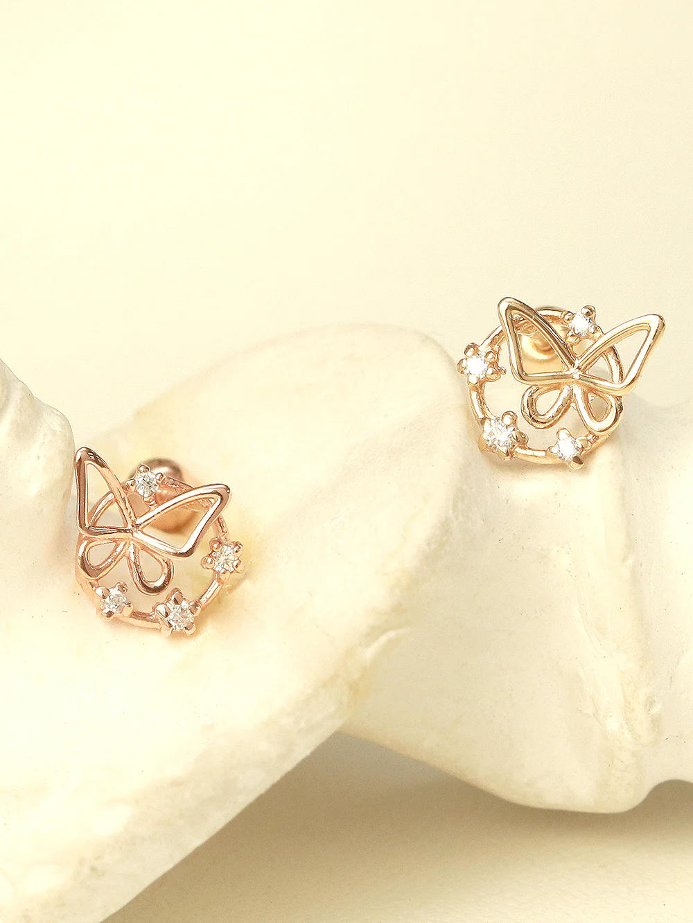 14K Gold Cubic Circle Butterfly Cartilage Earring 20G18G16G - Image 5