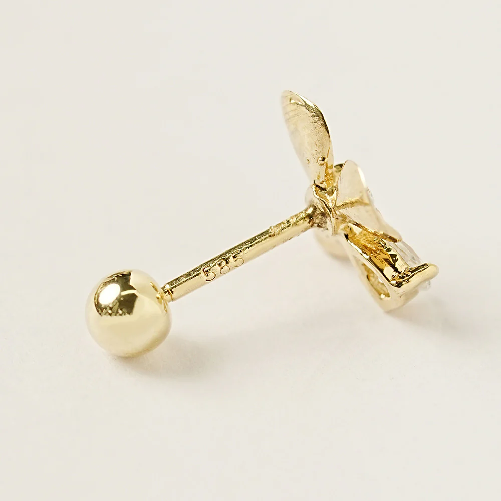 14K Gold Cubic Clover drop and stud Cartilage Earring 20G18G16G - Image 16