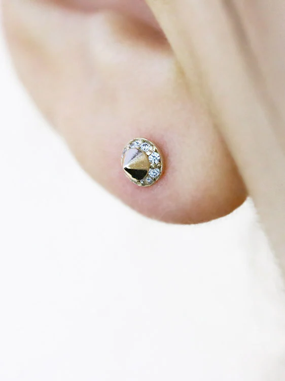 14K Gold Cubic Cone Cartilage Earring 18G16G - Image 10