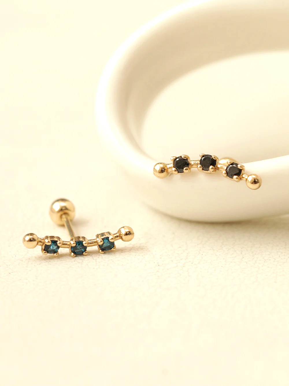 14K Gold Cubic Curve Ball Cartilage Earring 20G18G16G - Image 10
