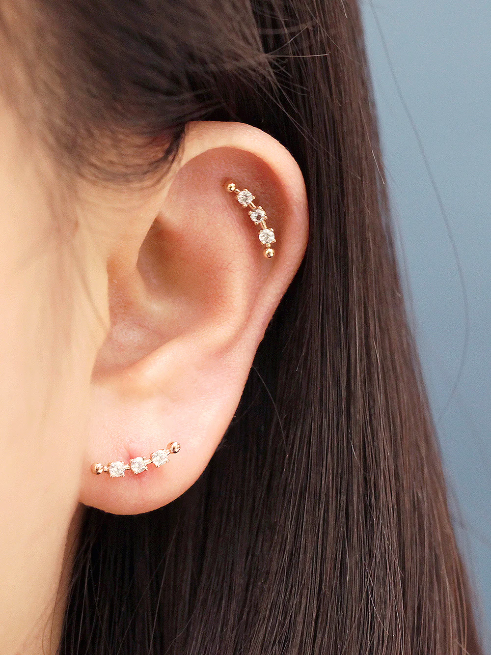 14K Gold Cubic Curve Ball Cartilage Earring 20G18G16G - Image 16
