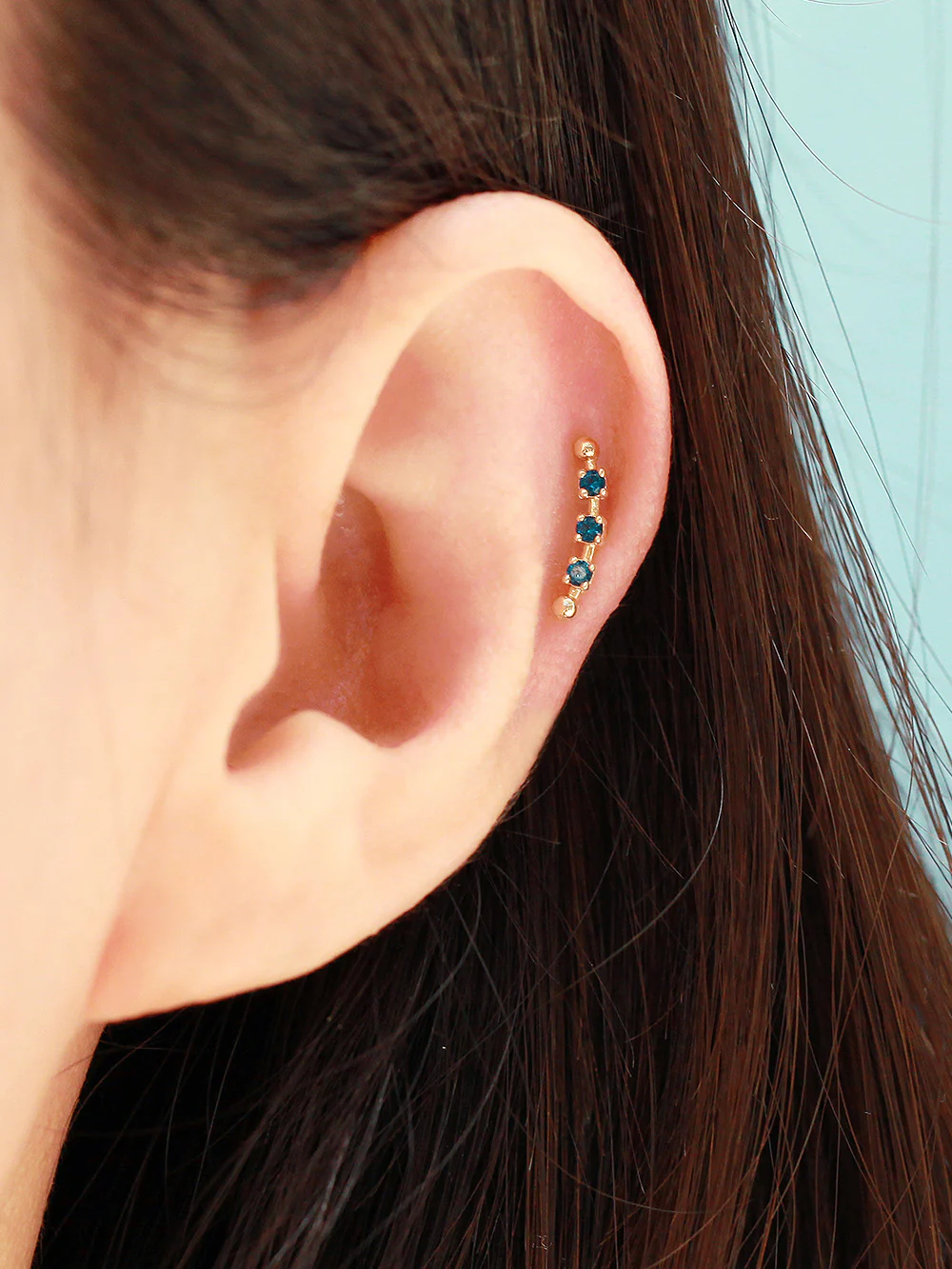 14K Gold Cubic Curve Ball Cartilage Earring 20G18G16G - Image 18
