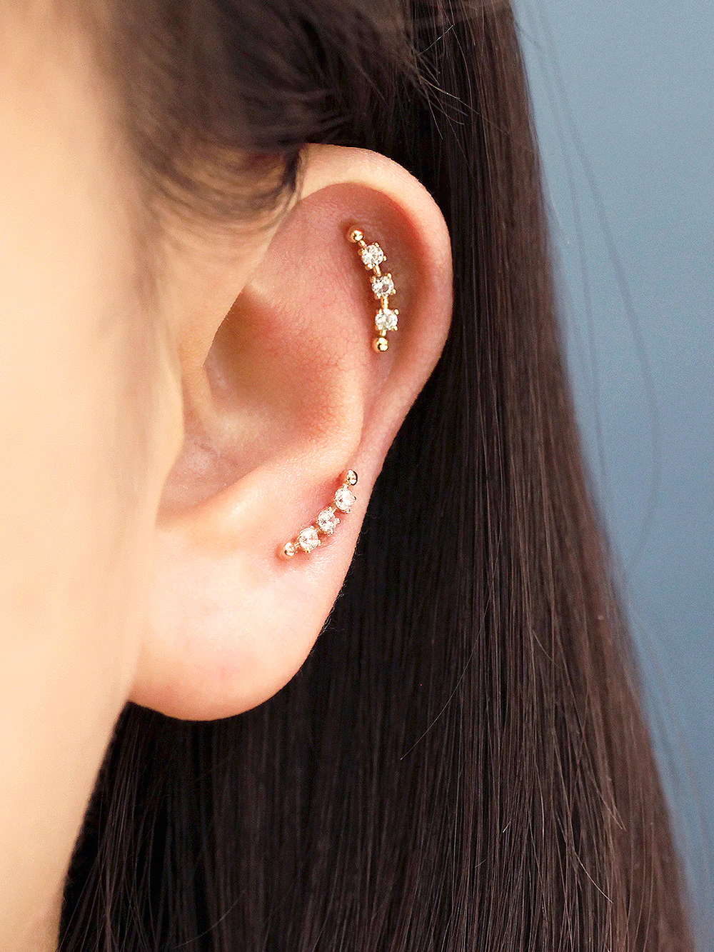 14K Gold Cubic Curve Ball Cartilage Earring 20G18G16G - Image 19