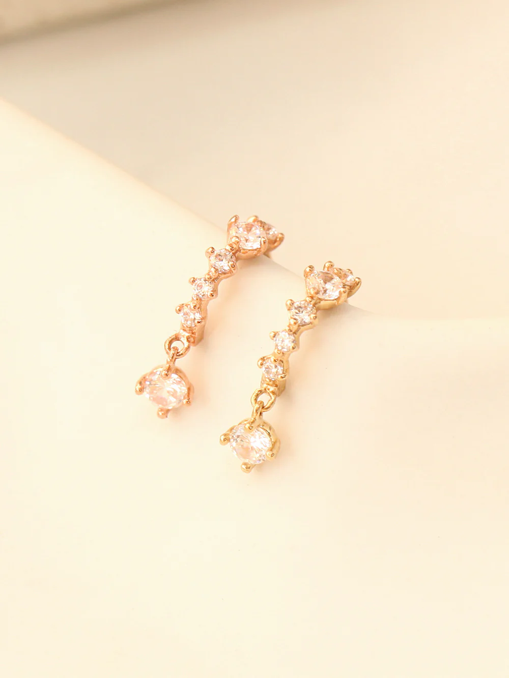 14K Gold Cubic Curve Drop Piercing Earring 20G18G16G - Image 3
