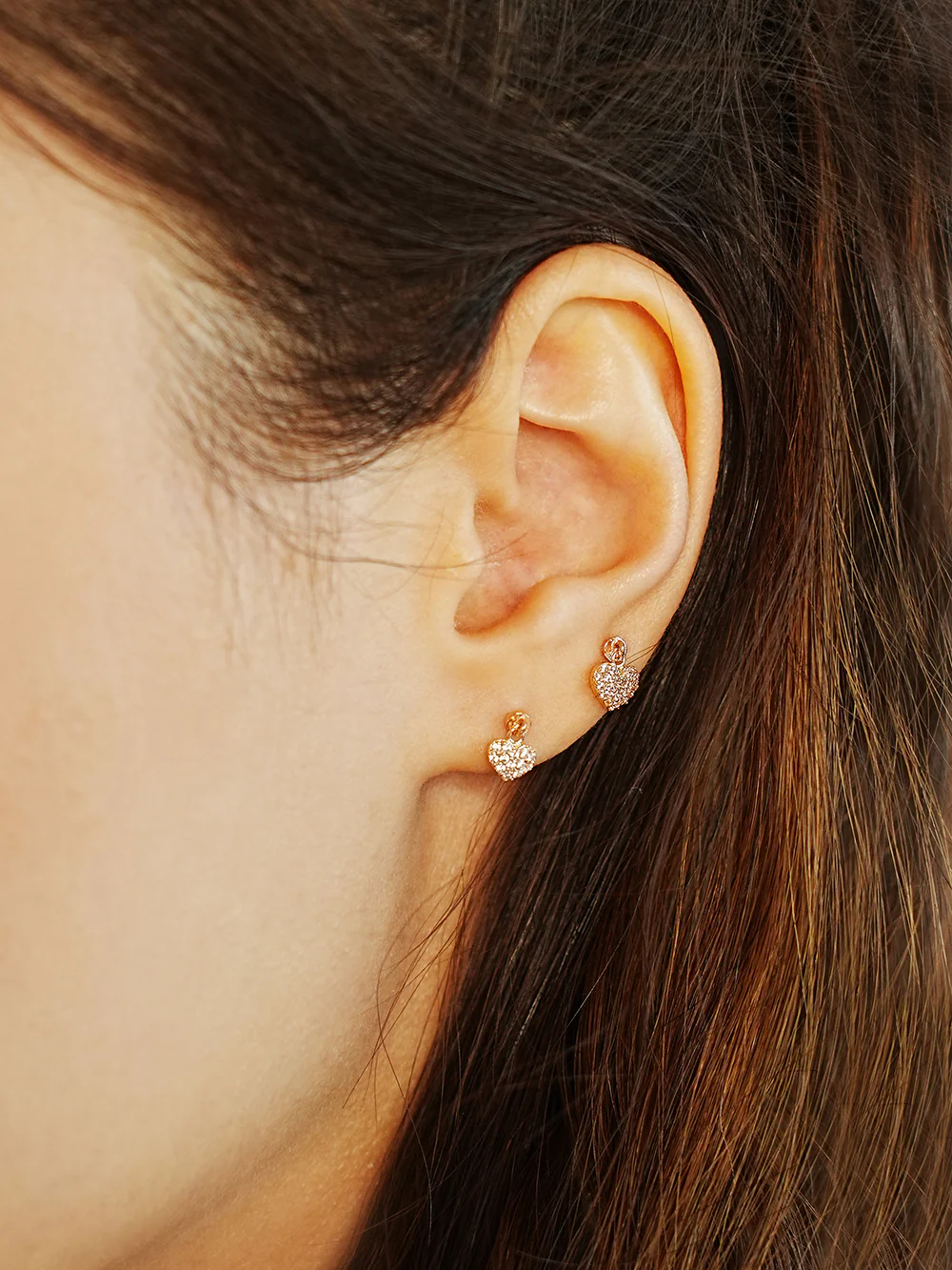 14K Gold Cubic Heart Drop Cartilage Earring 20G - Image 5