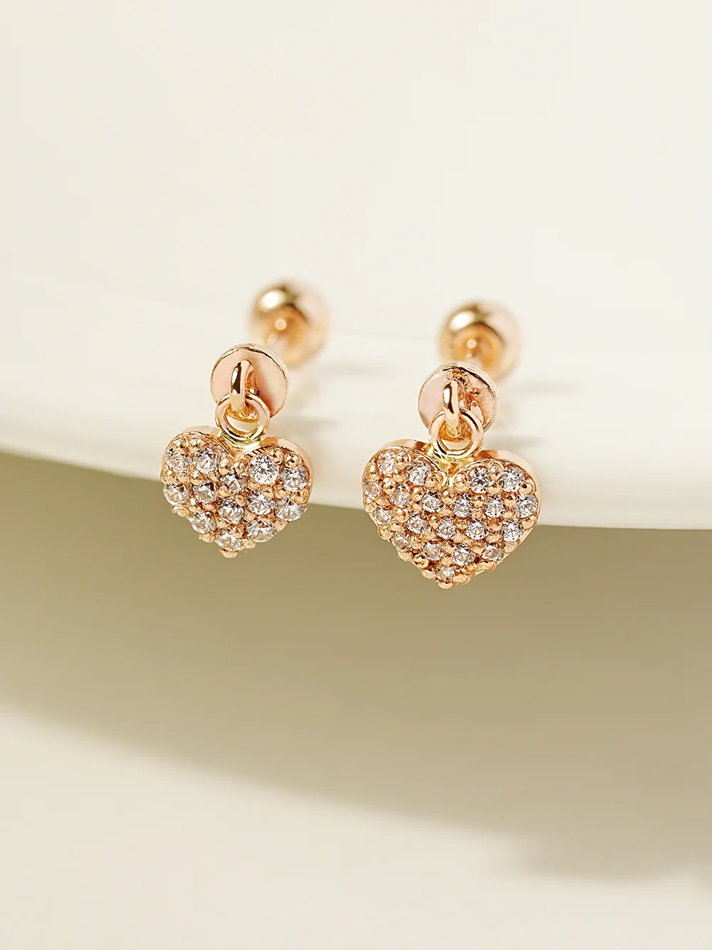 14K Gold Cubic Heart Drop Cartilage Earring 20G - Image 6