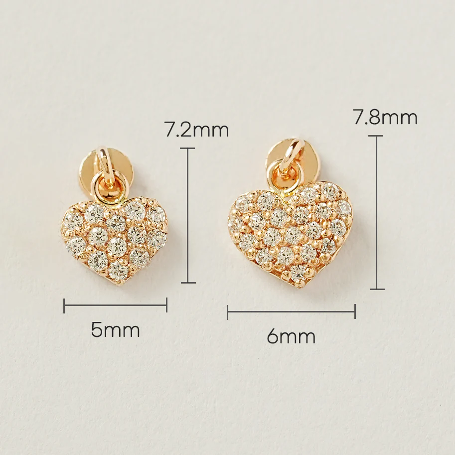 14K Gold Cubic Heart Drop Internally Threaded Labret Piercing 20G18G16G - Image 7