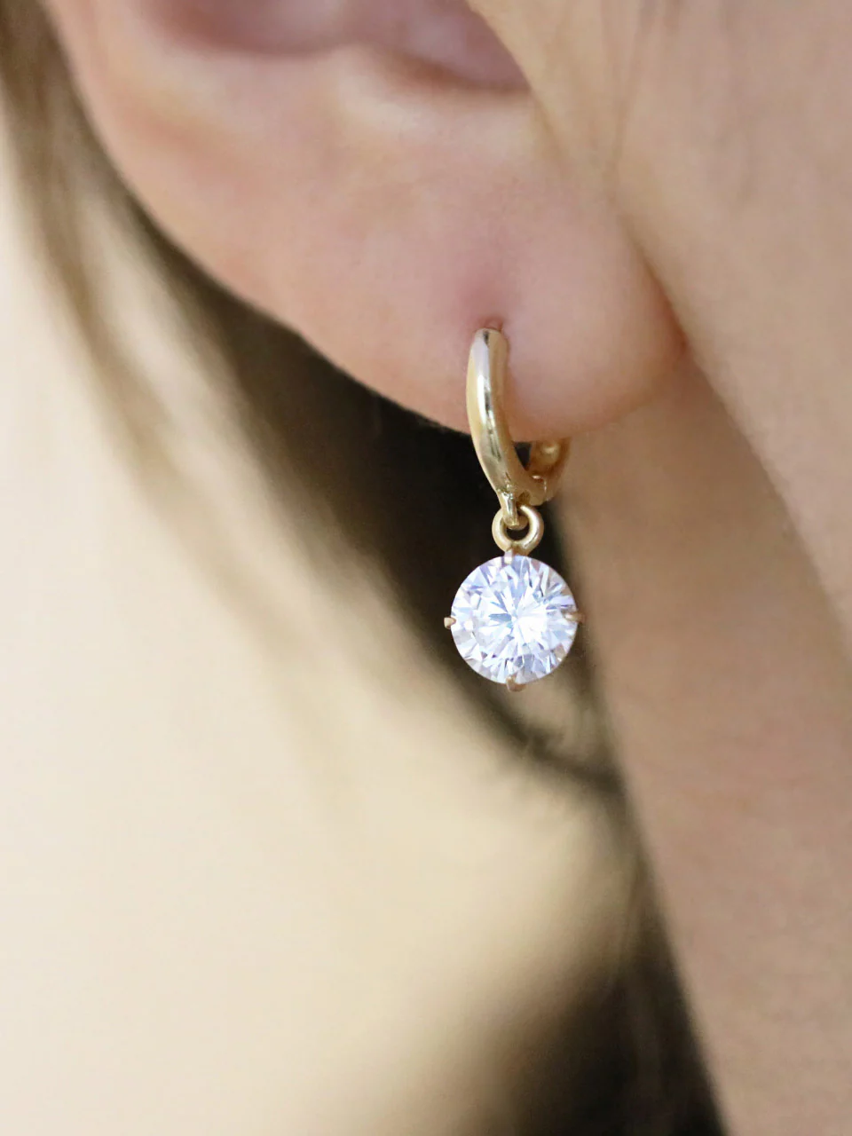 14K Gold Cubic Hoop Earring - Image 6