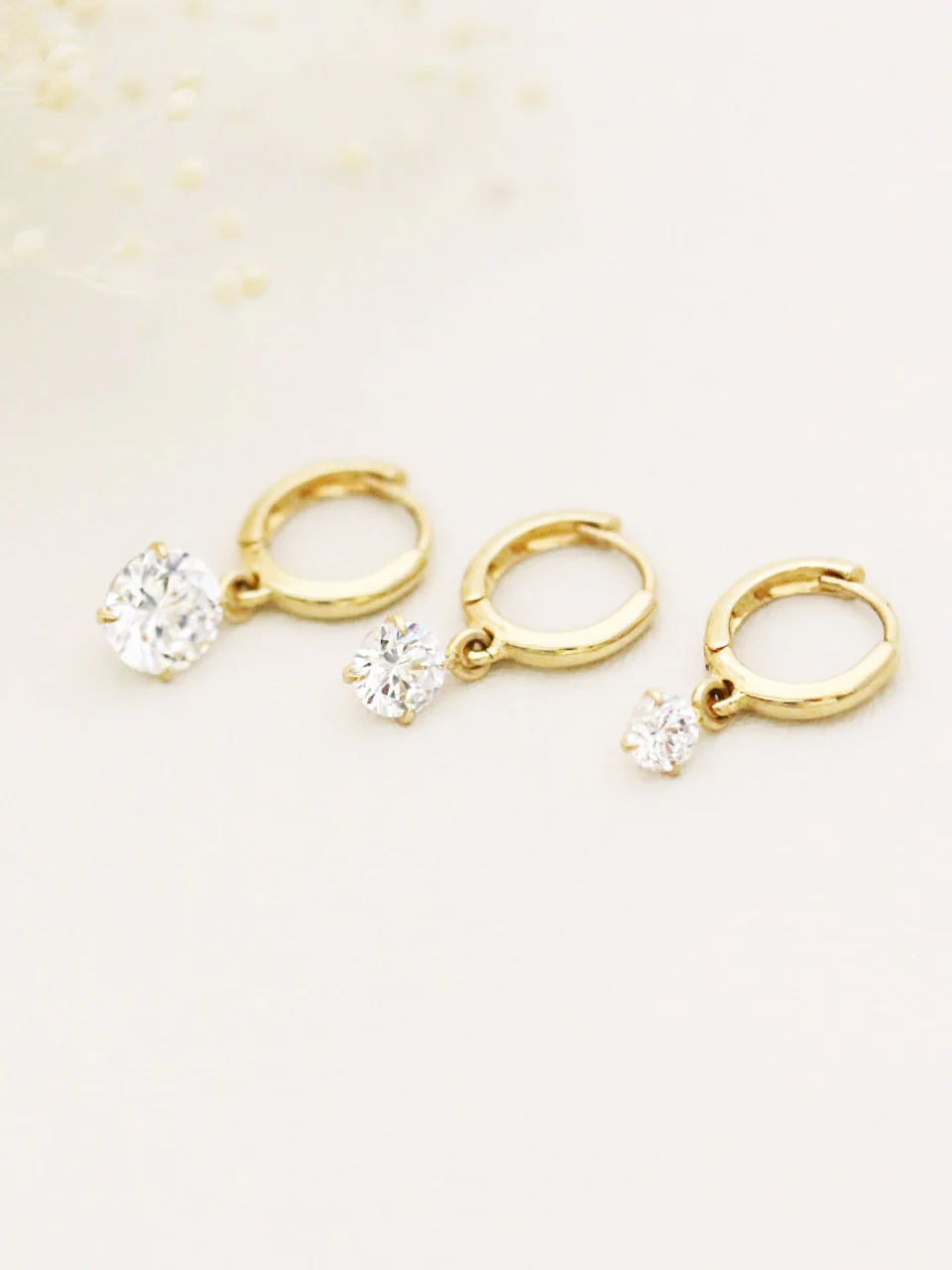 14K Gold Cubic Hoop Earring - Image 8
