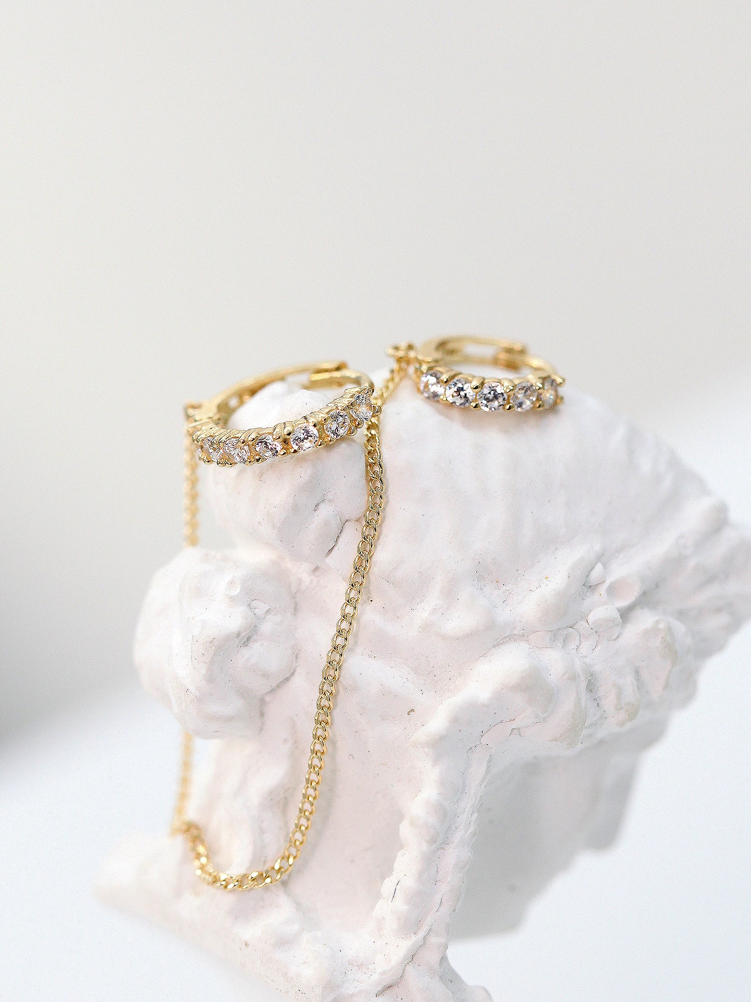 14K Gold Cubic Hoop Layered Earring - Image 7