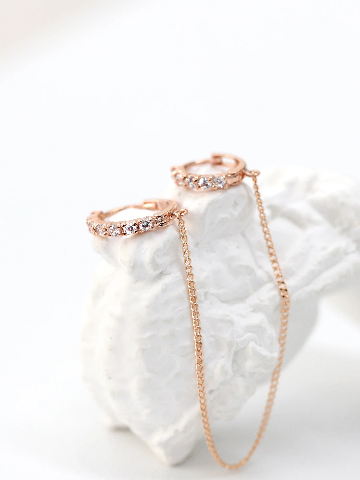 14K Gold Cubic Hoop Layered Earring - Image 8