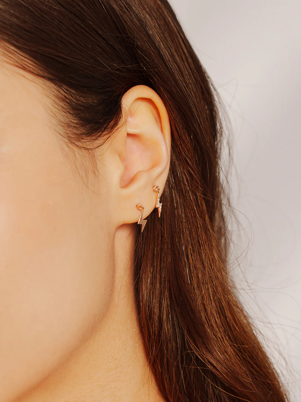 14K Gold Cubic Lightning Drop Cartilage Earring 20G - Image 6
