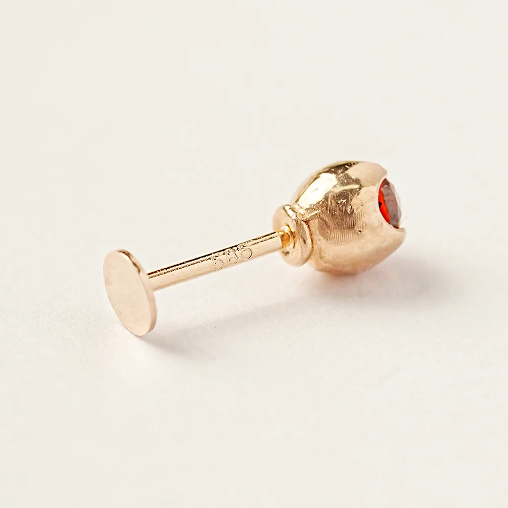 14K Gold Cubic Point Tulip External Labret Piercing 20G - Image 12