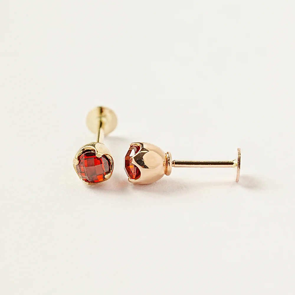 14K Gold Cubic Point Tulip External Labret Piercing 20G - Image 15