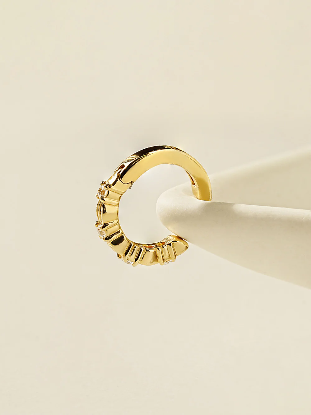 14K Gold Cubic Puff Ear cuff - Image 10