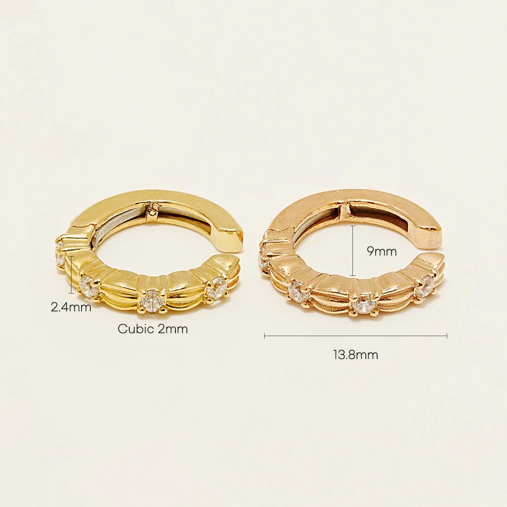 14K Gold Cubic Puff Ear cuff - Image 11
