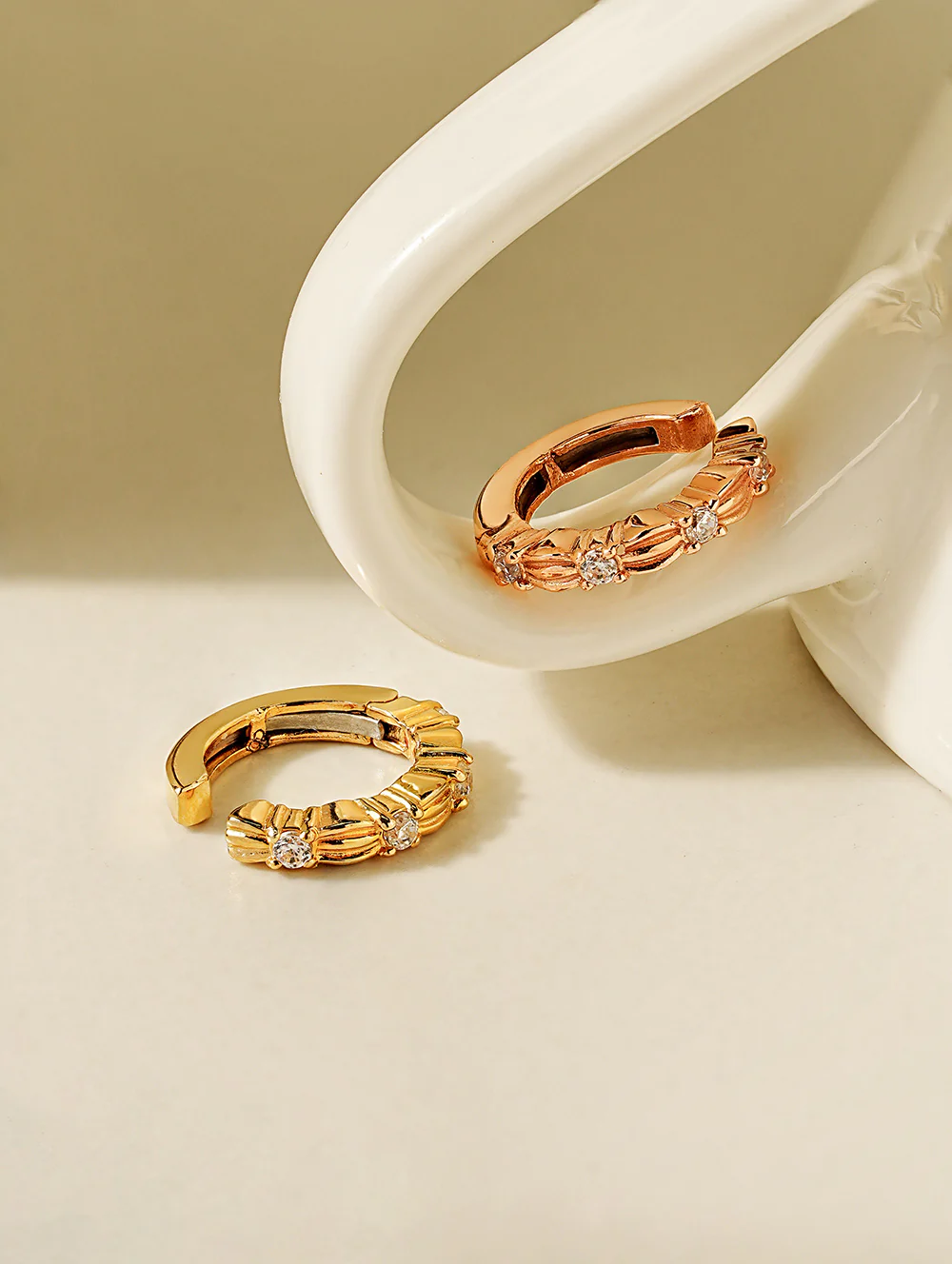 14K Gold Cubic Puff Ear cuff - Image 8