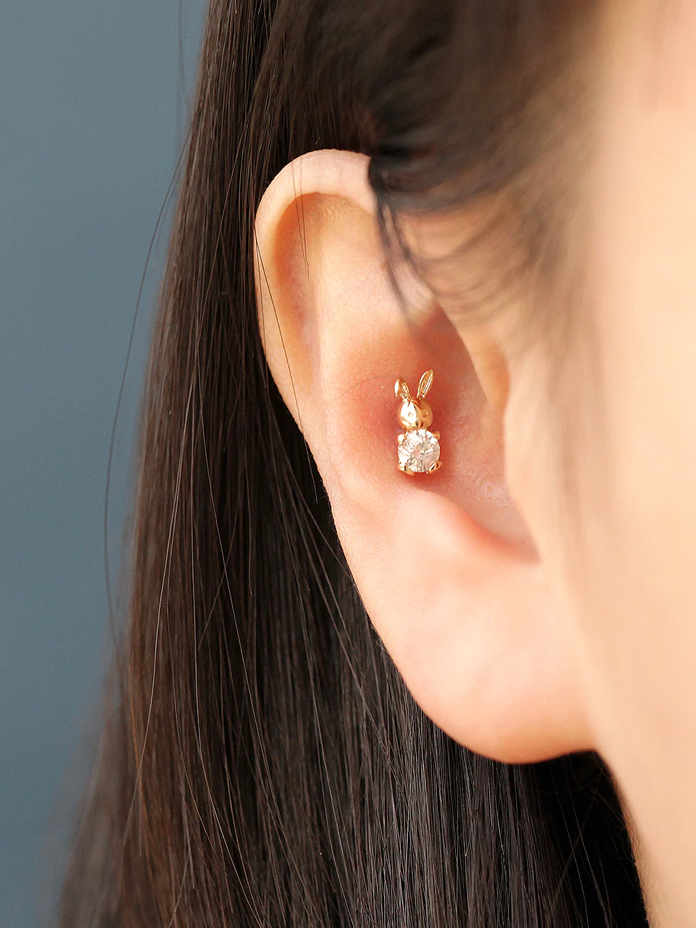 14K Gold Cubic Rabbit Cartilage Earring 20G18G - Image 8