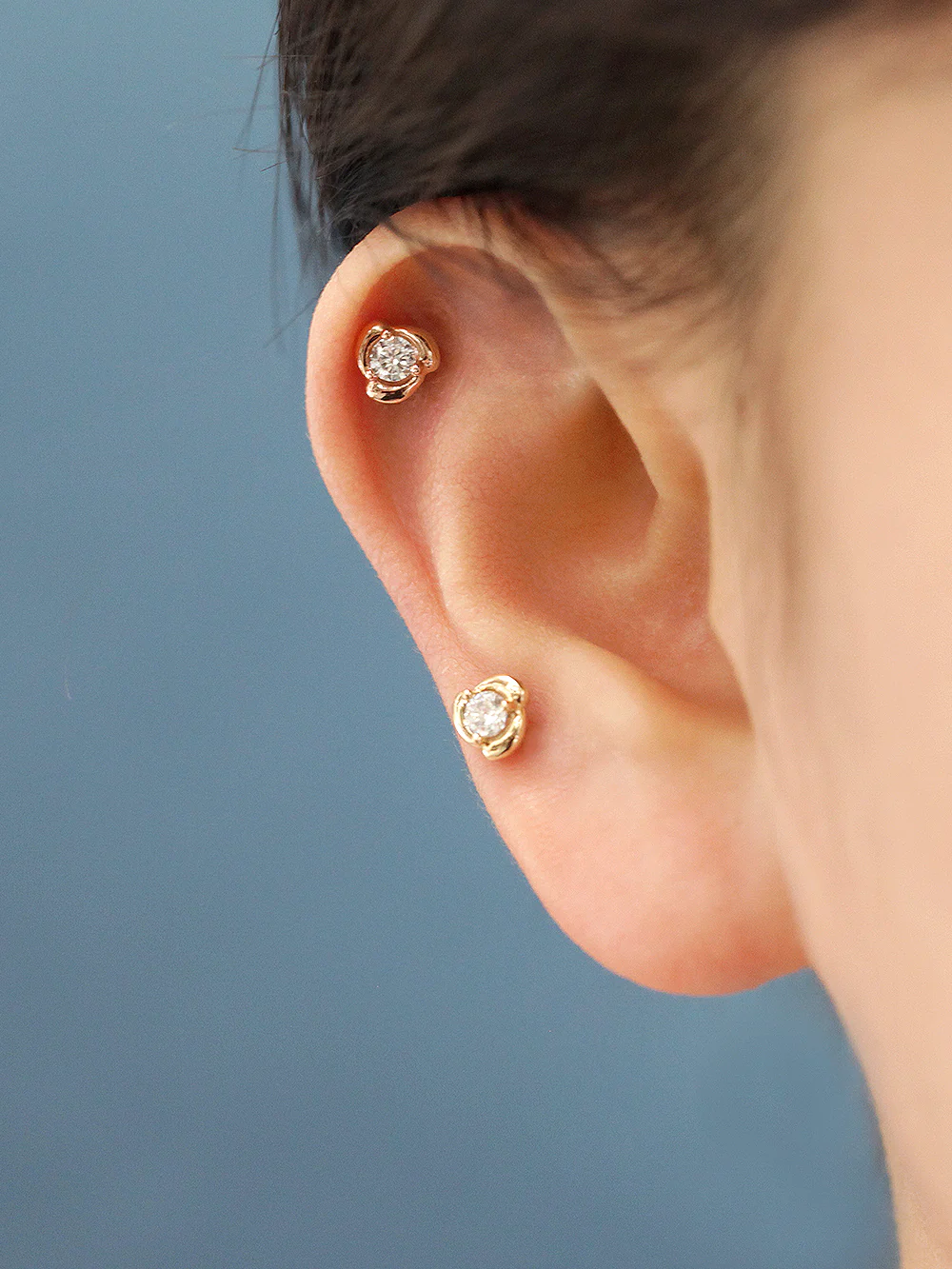 14K Gold Cubic Rose Cartilage Earring 20G18G16G - Image 9