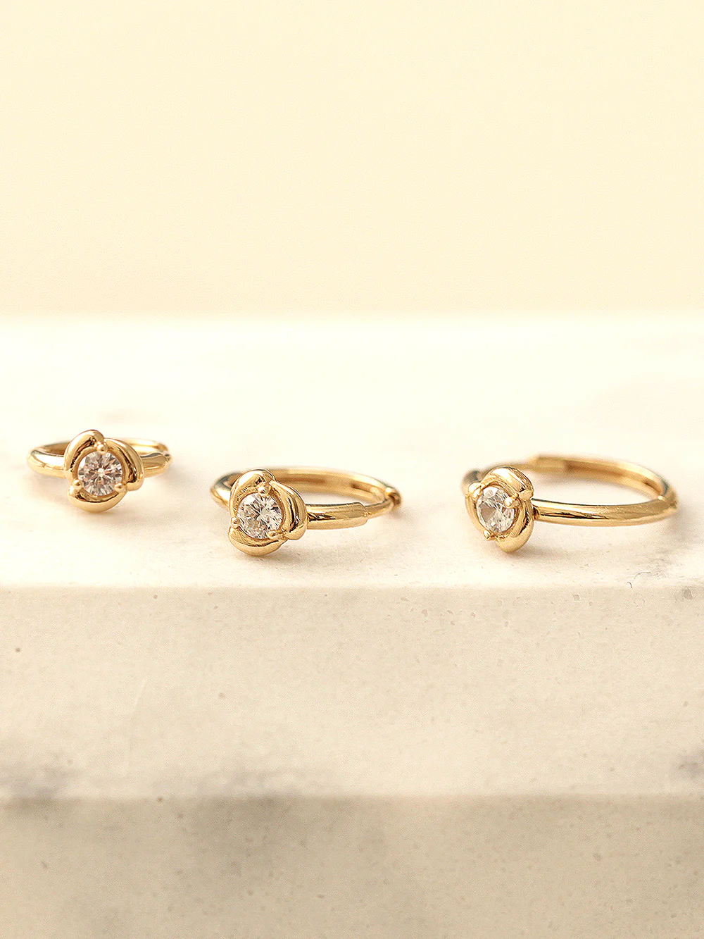 14K Gold Cubic Rose Hoop Earring - Image 2