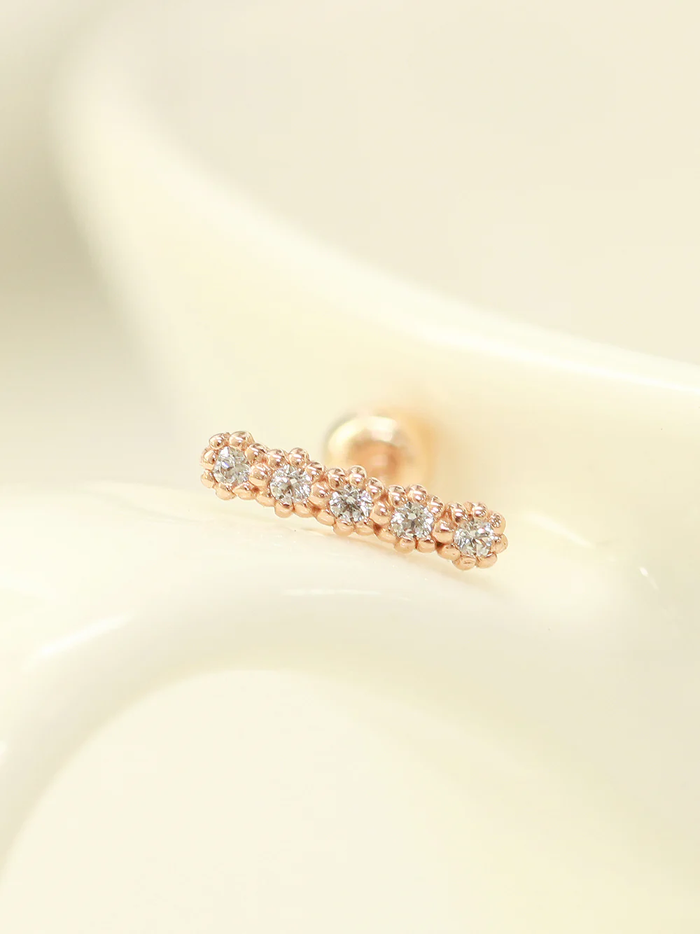 14K Gold Bubble Cubic Stick Bar Cartilage Earring 20G18G16G - Image 4