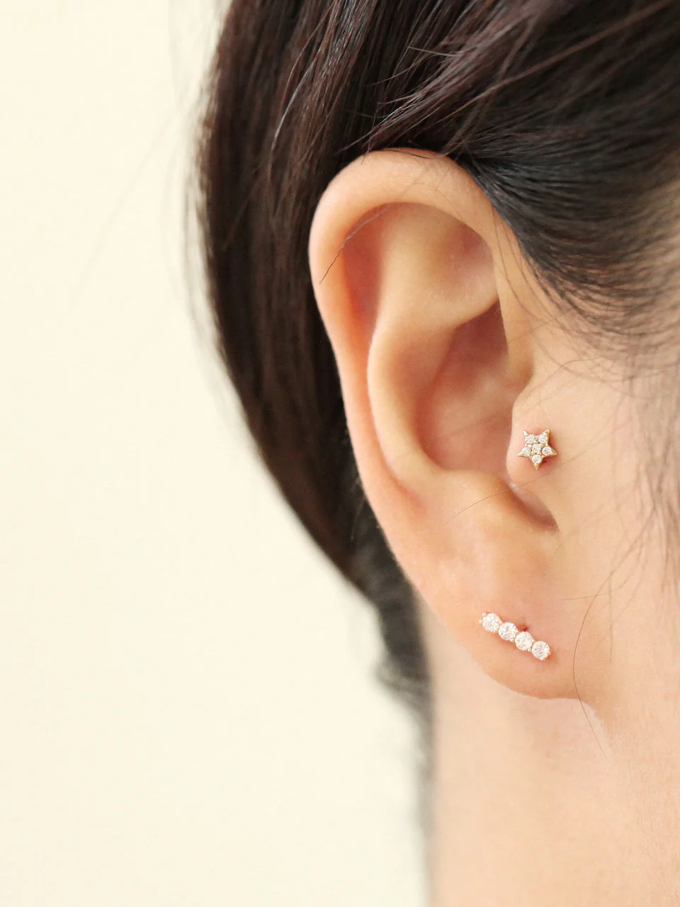 14K Gold Cubic Stick Cartilage Earring 20G - Image 6
