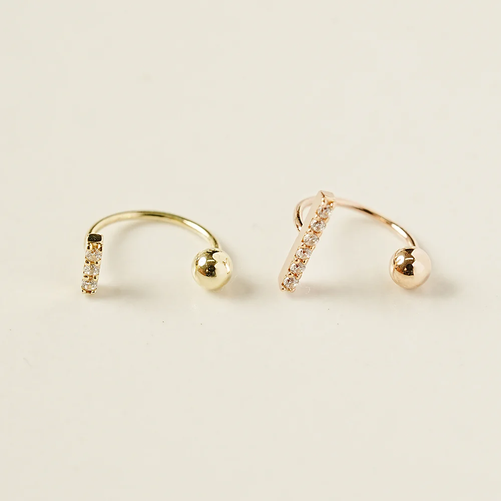14K Gold Cubic Stick Curve Piercing 20G - Image 3